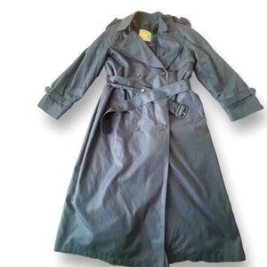 Vtg London Towne Navy Removable Flannel Lining Trench Coat Size 10 Reg 80s